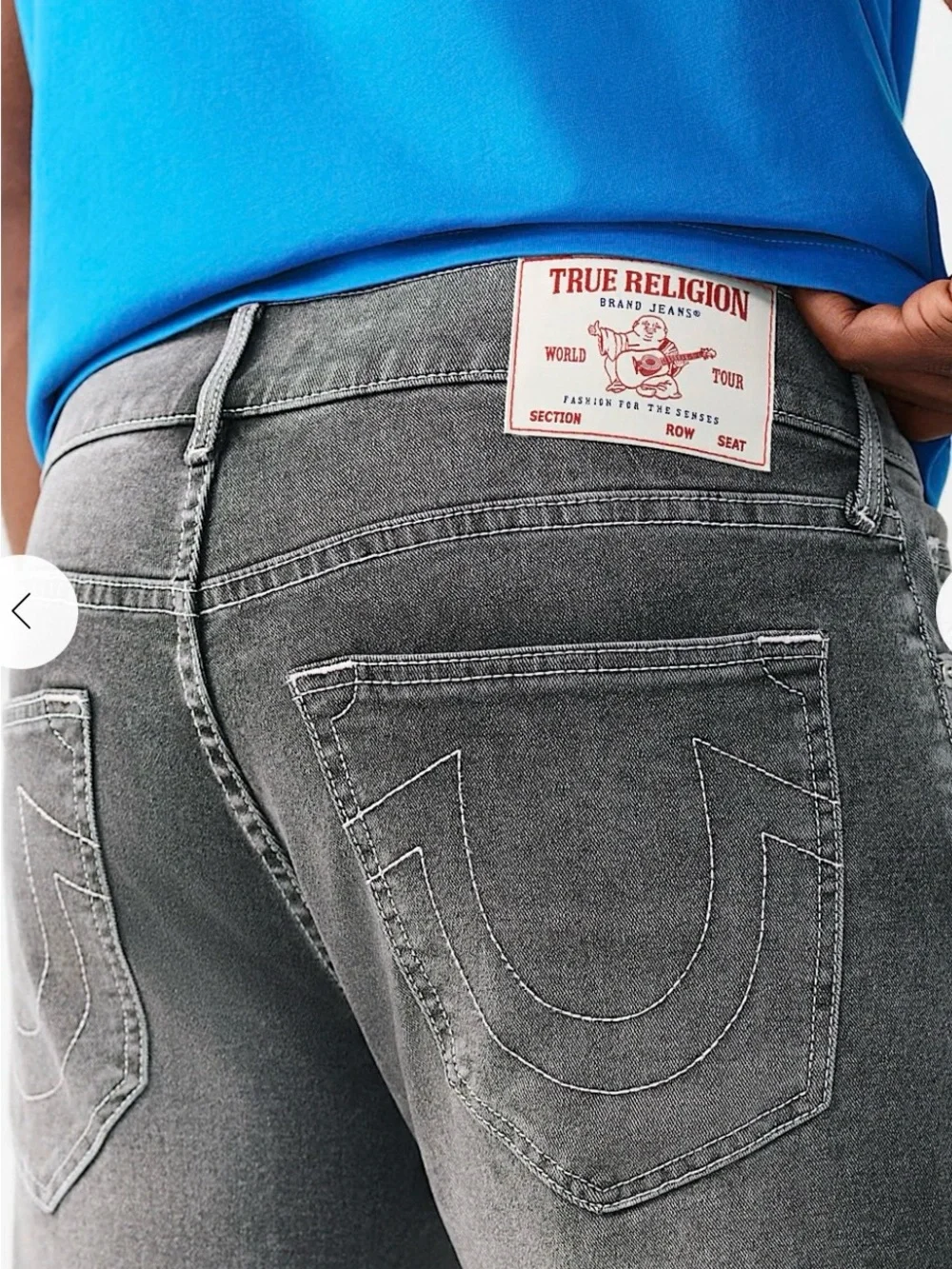 True Religion Men's Jeans Size 34 Grey Phantom Wash Ricky Straight Leg - NWT